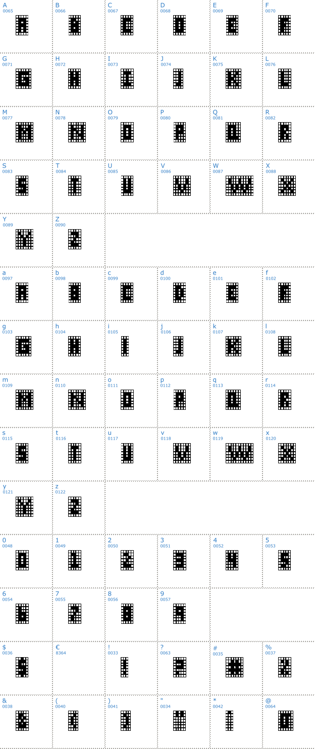 Schriftzeichen X-Grid Font