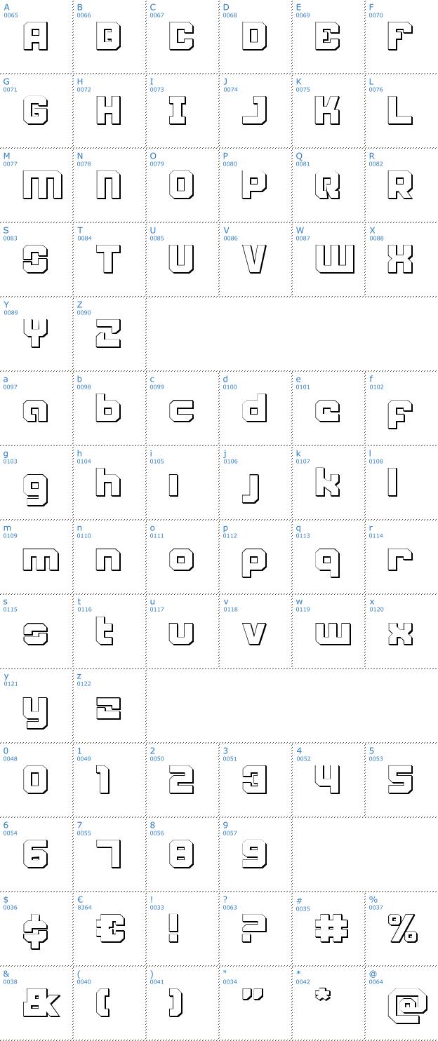 Schriftzeichen Weaponeer Shadow Font