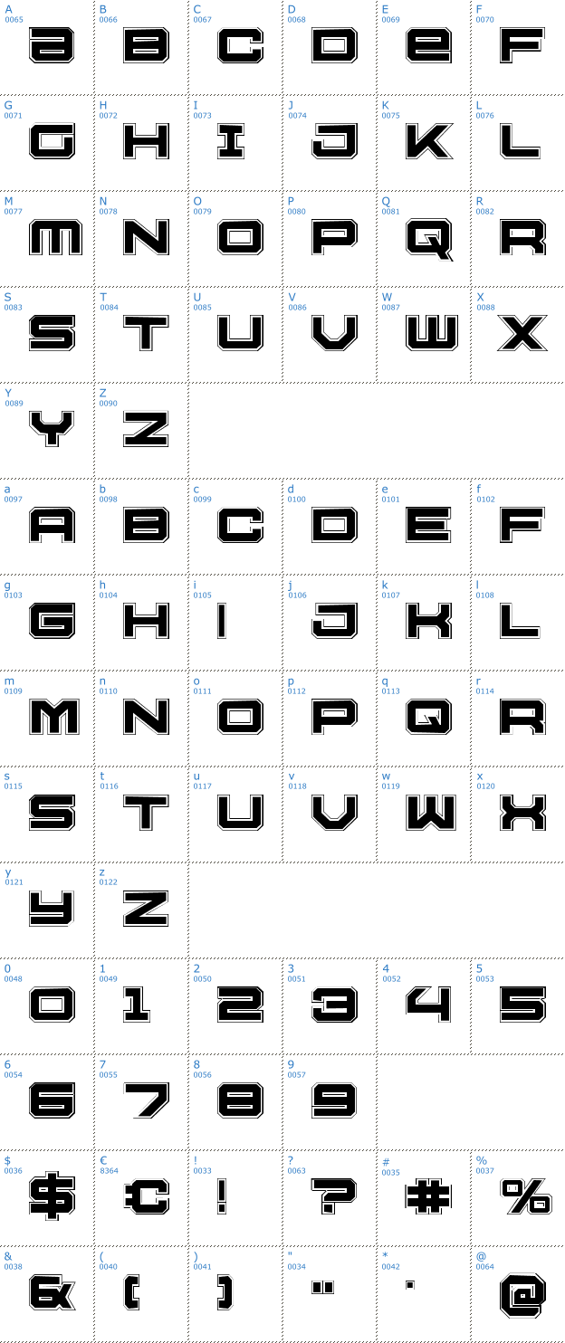 Schriftzeichen USS Dallas Academy Font