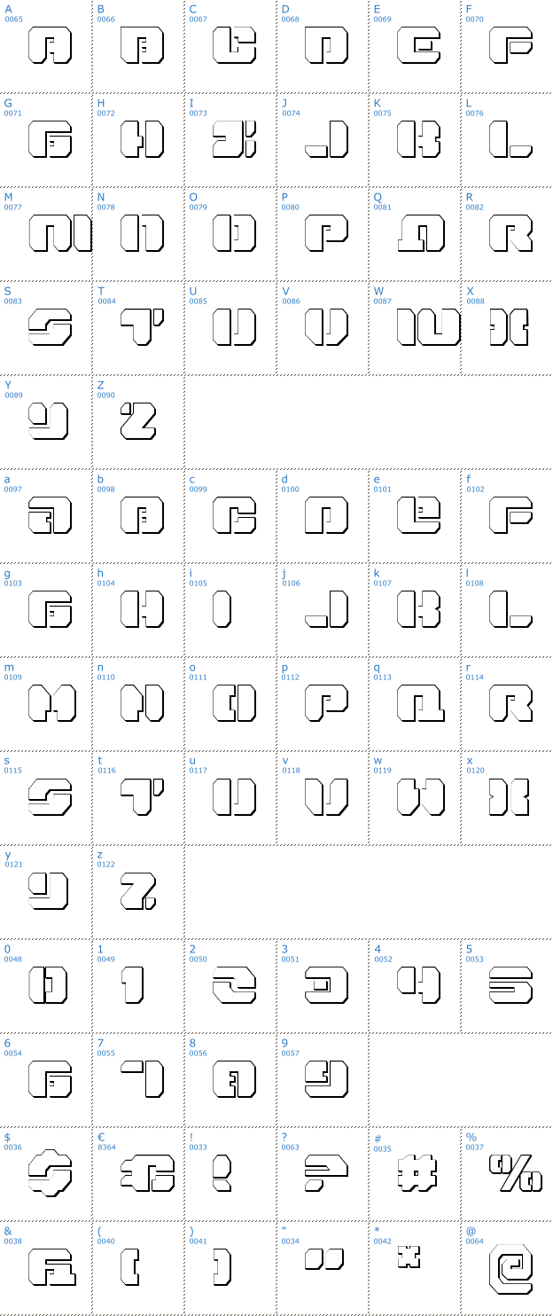 Schriftzeichen Dan Stargate Outline Font