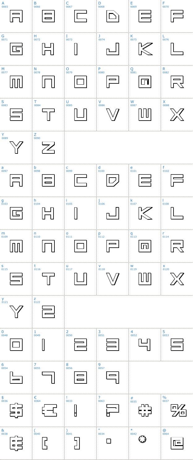 Schriftzeichen Low Gun Screen Bold 3D Font