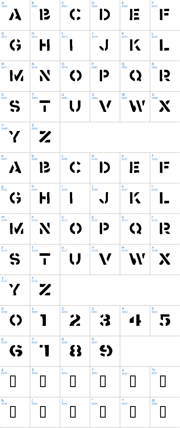 Schriftzeichen Crass Font