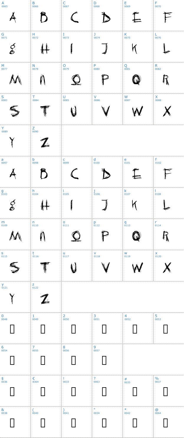 Schriftzeichen Crazy Killer Font