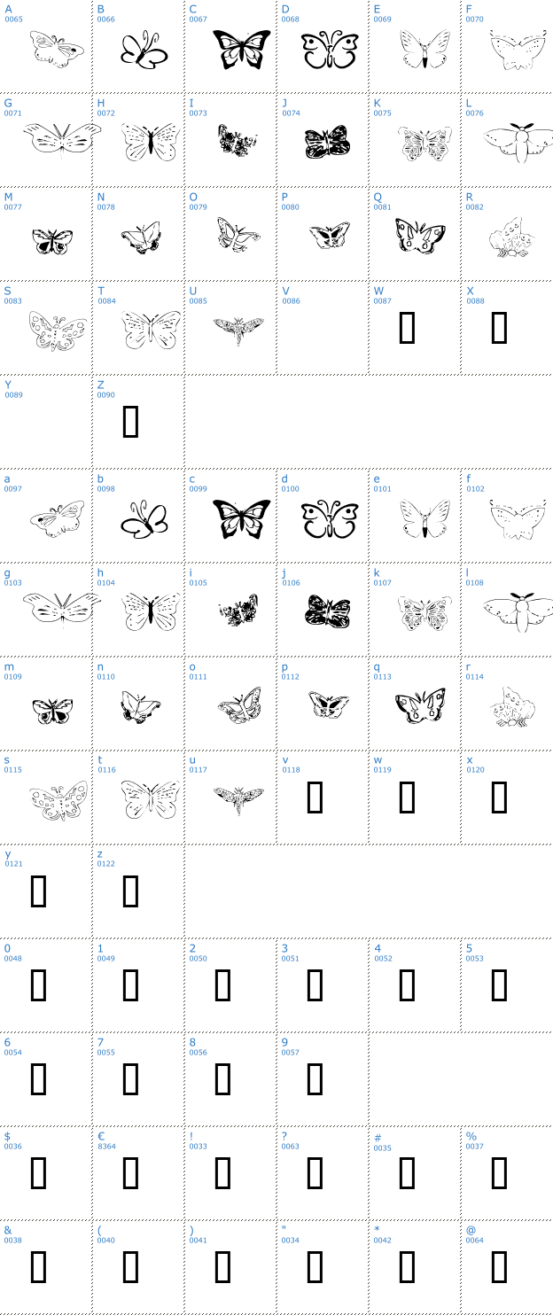 Schriftzeichen Butterfly Heaven Font