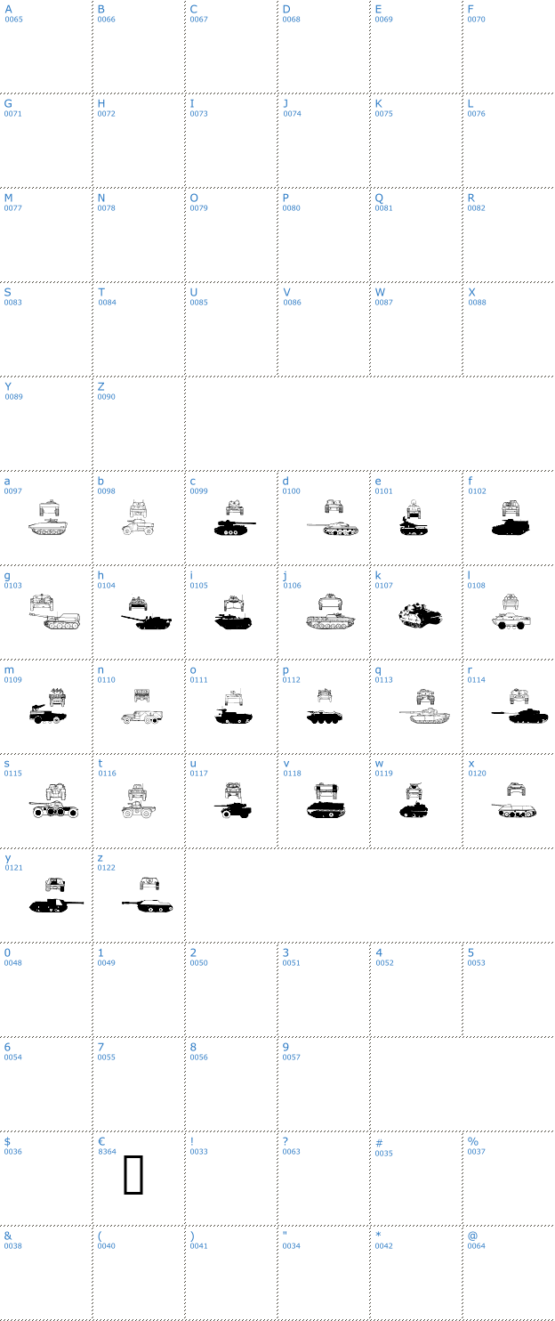 Schriftzeichen AFV1 Font