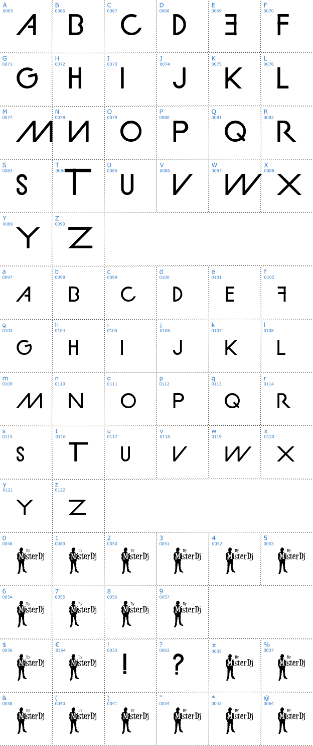 Schriftzeichen MD Slanted Font
