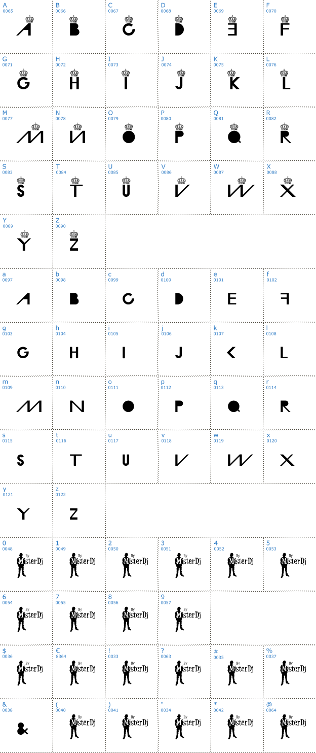 Schriftzeichen MD Crown Font