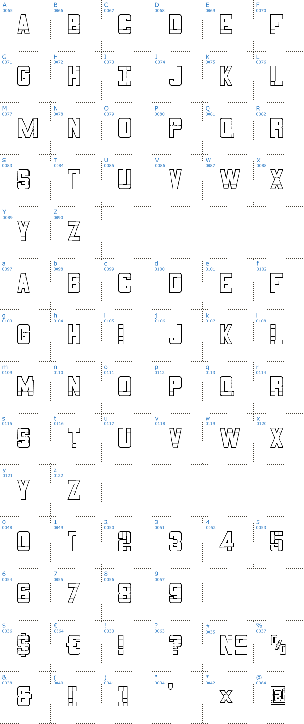 Schriftzeichen 3x5 Outline Font