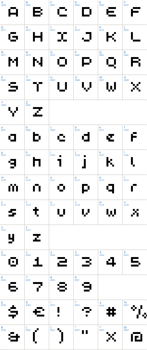 Schriftzeichen Pix-L Font