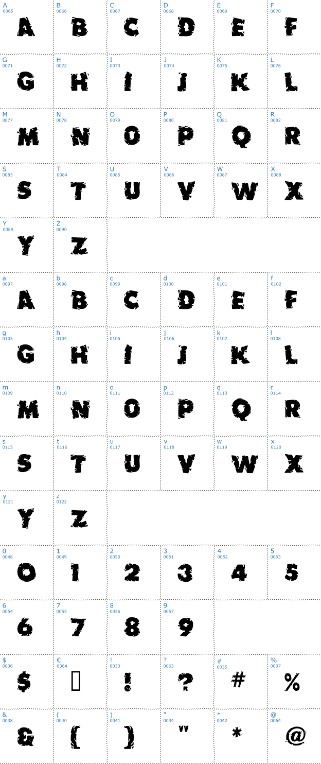 Schriftzeichen Earthquake MF Font
