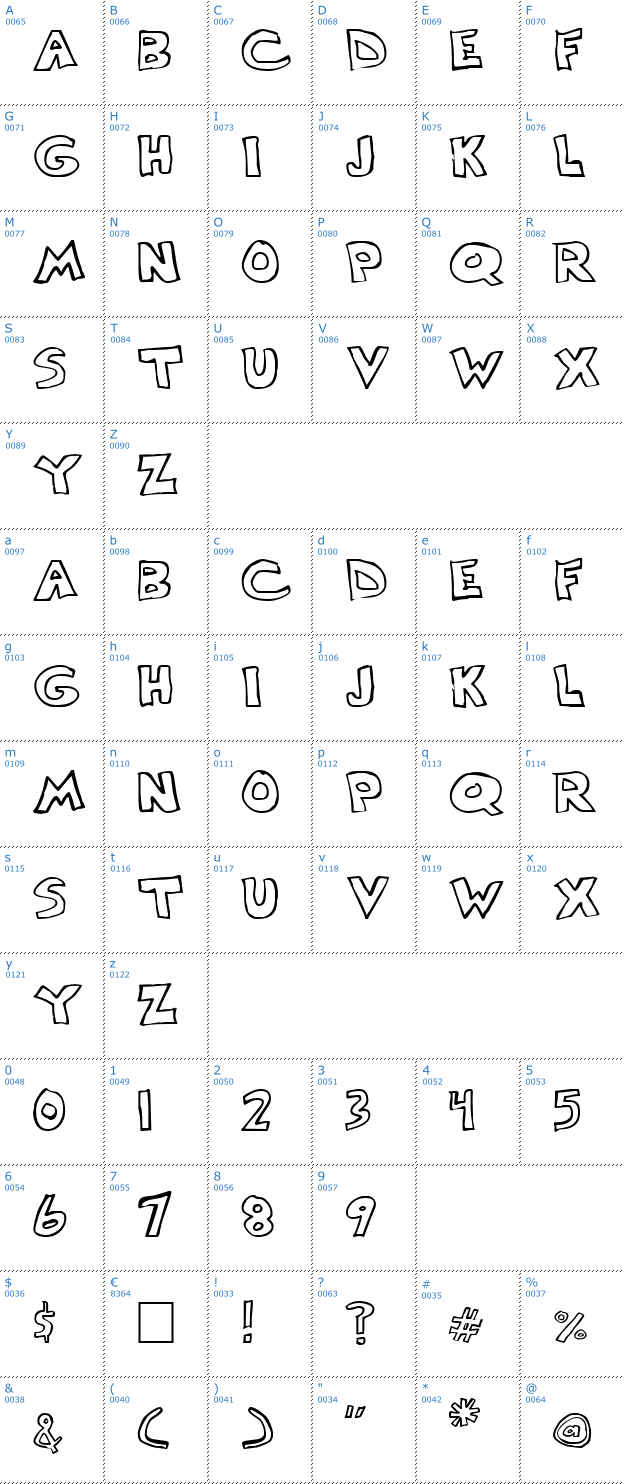 Schriftzeichen Scrawllege Font