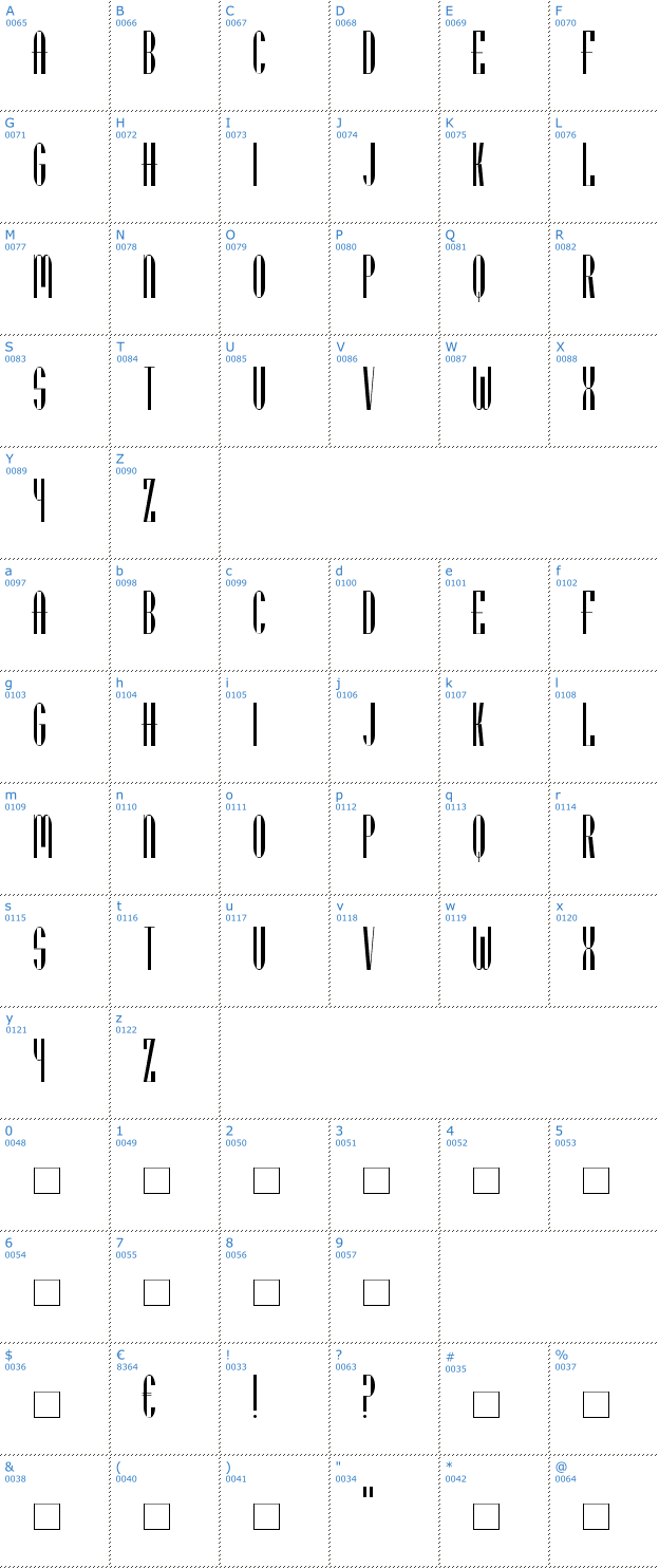 Schriftzeichen Utusi Star Font