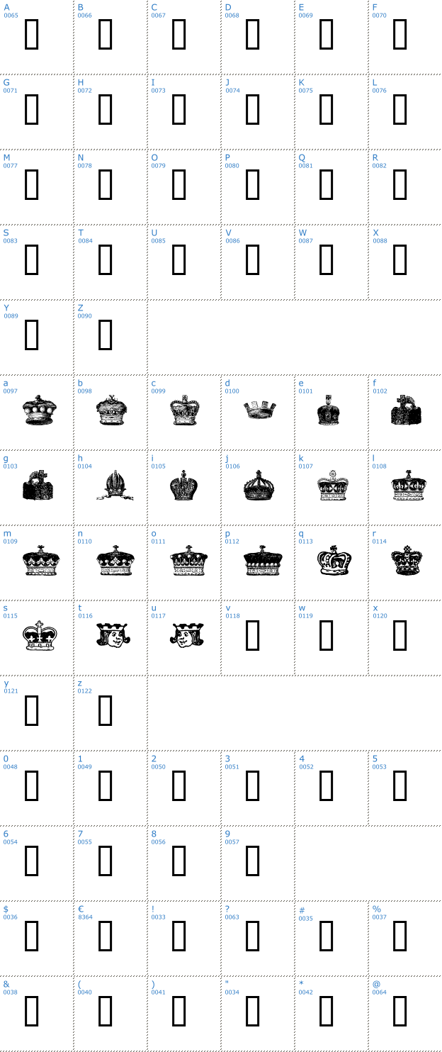 Schriftzeichen Crowns and Coronets Font