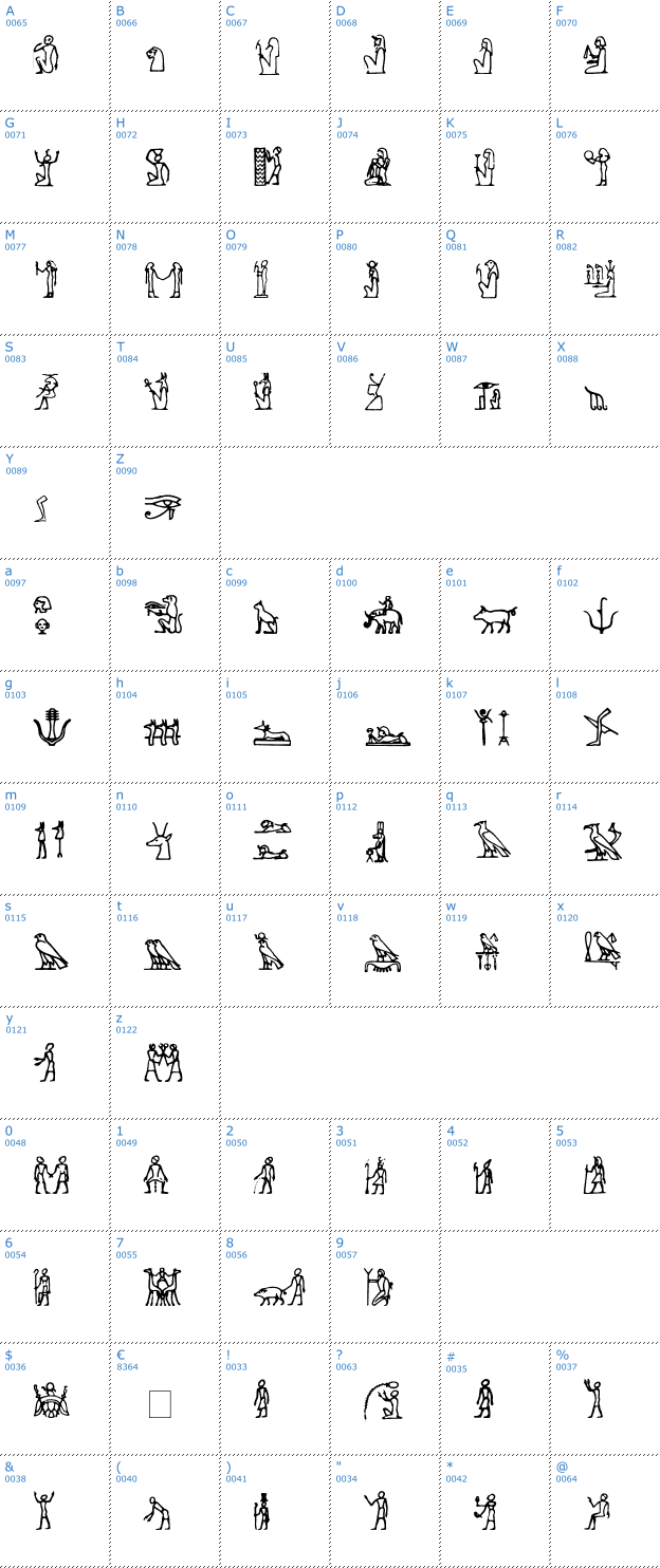Schriftzeichen Hieroglify Font