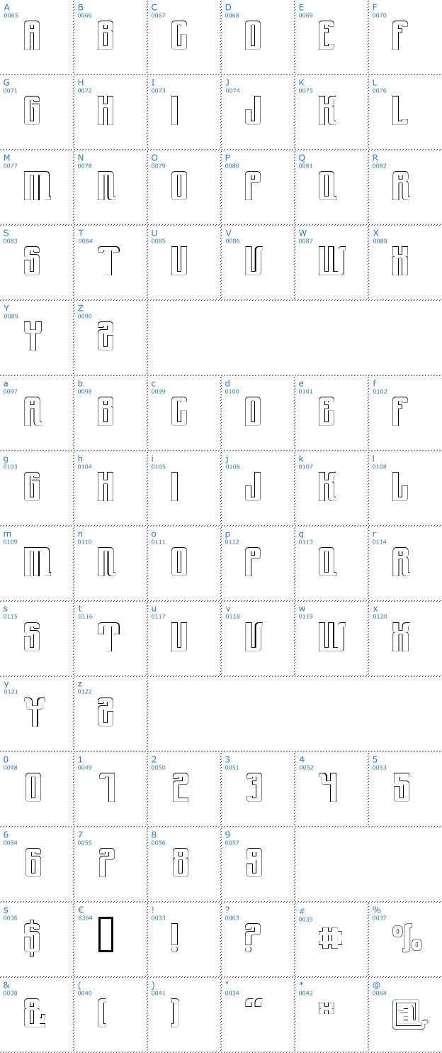 Schriftzeichen YnduOut Font