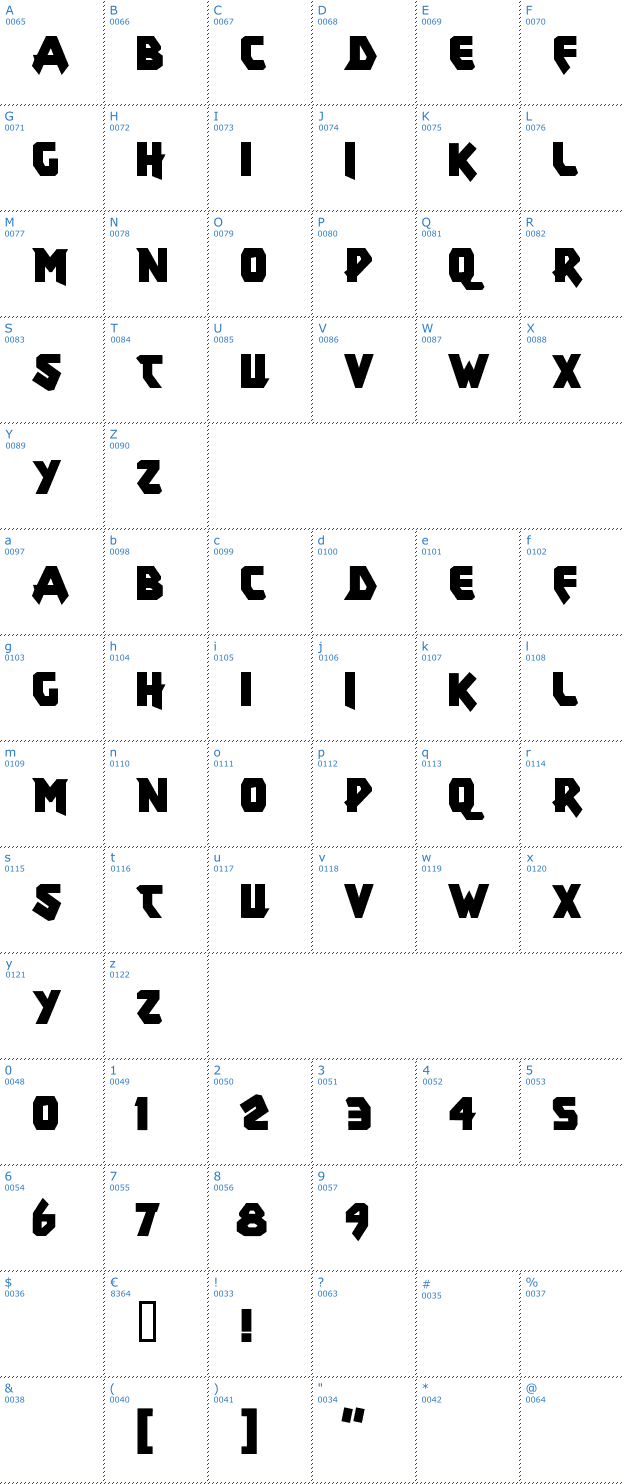 Schriftzeichen Xar Font