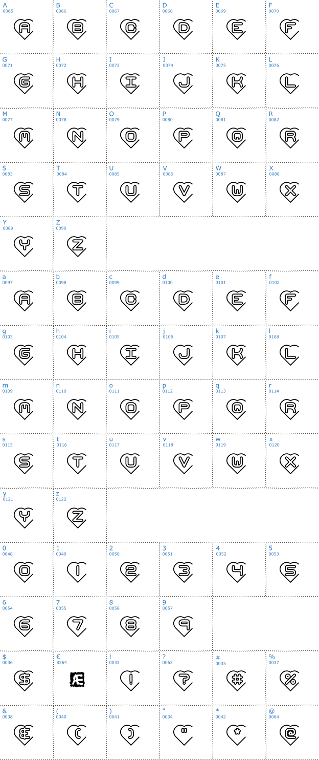 Schriftzeichen Hearts BRK Font