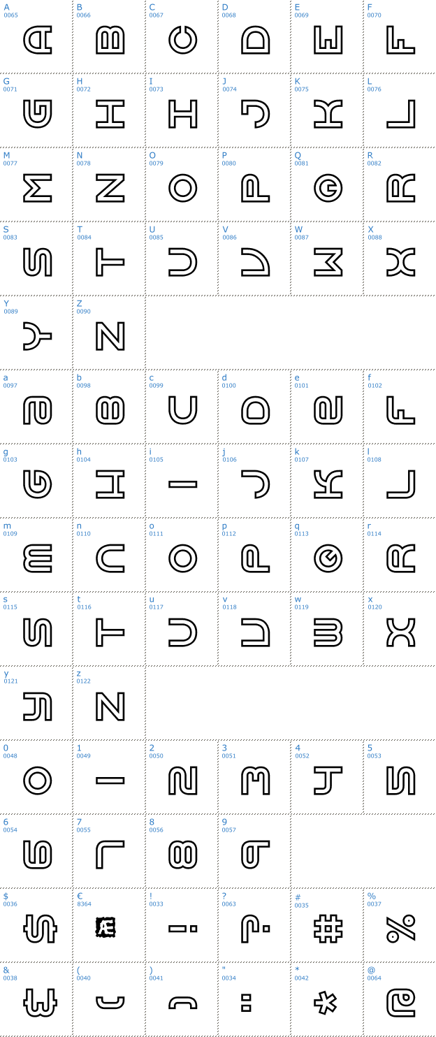 Schriftzeichen Vertigo BRK Font