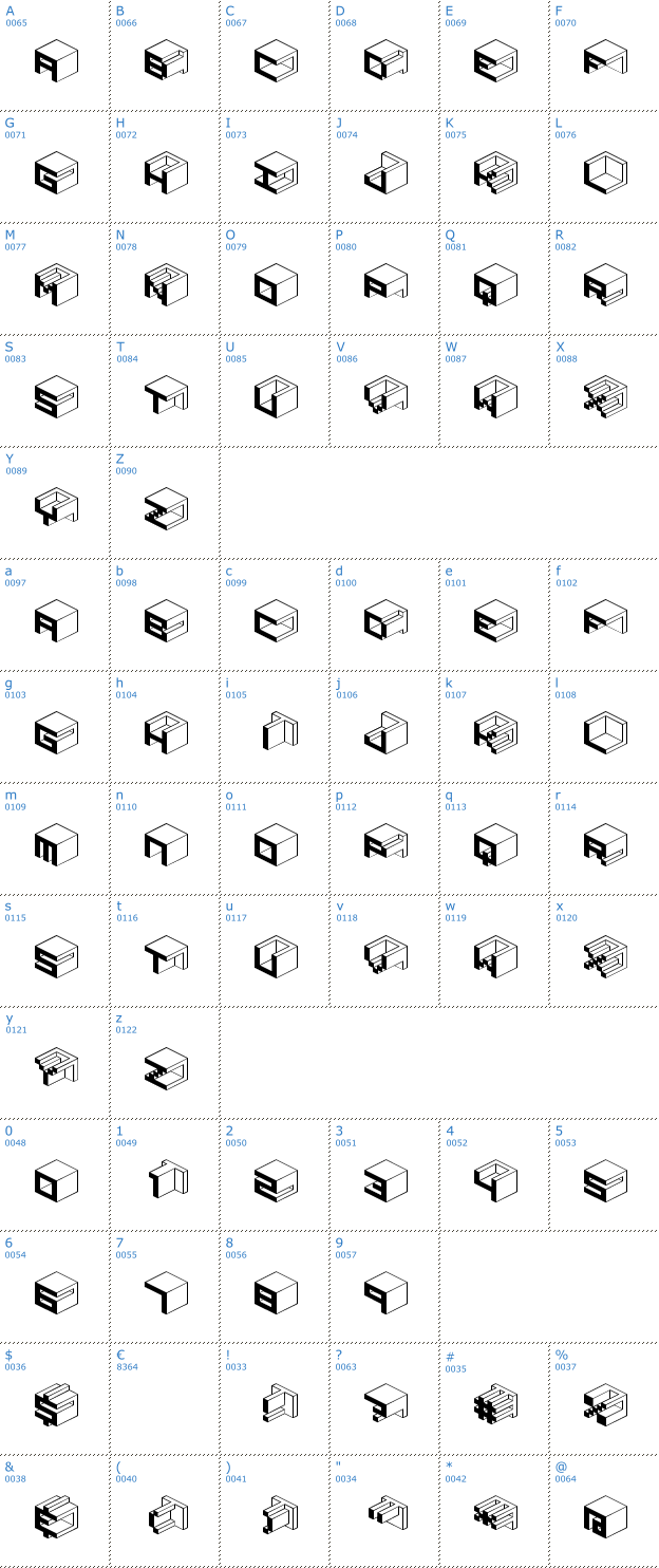 Schriftzeichen Qbicle1BRKMK Font