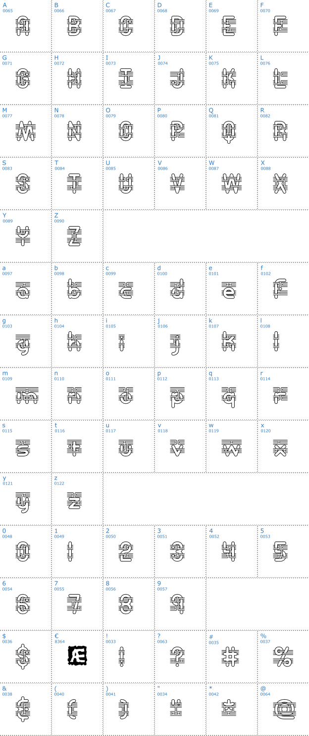 Schriftzeichen Entangled BRK Font