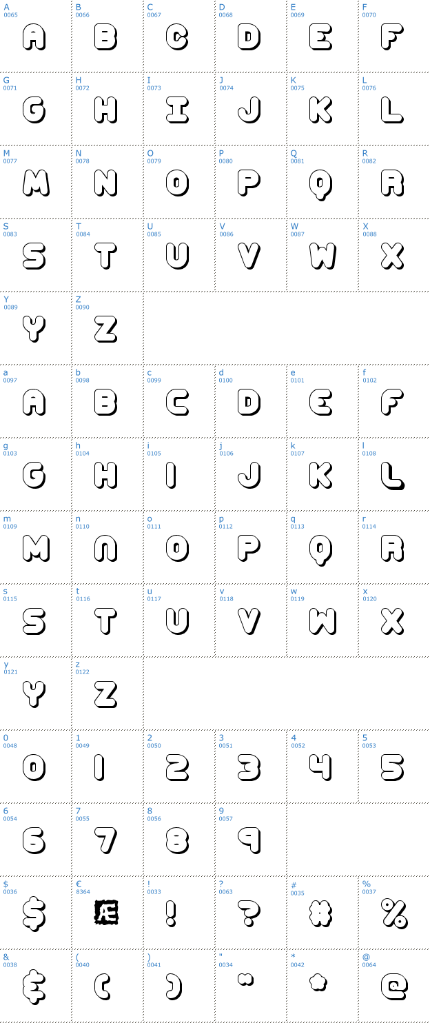 Schriftzeichen Corpulent Caps Shadow BRK Font