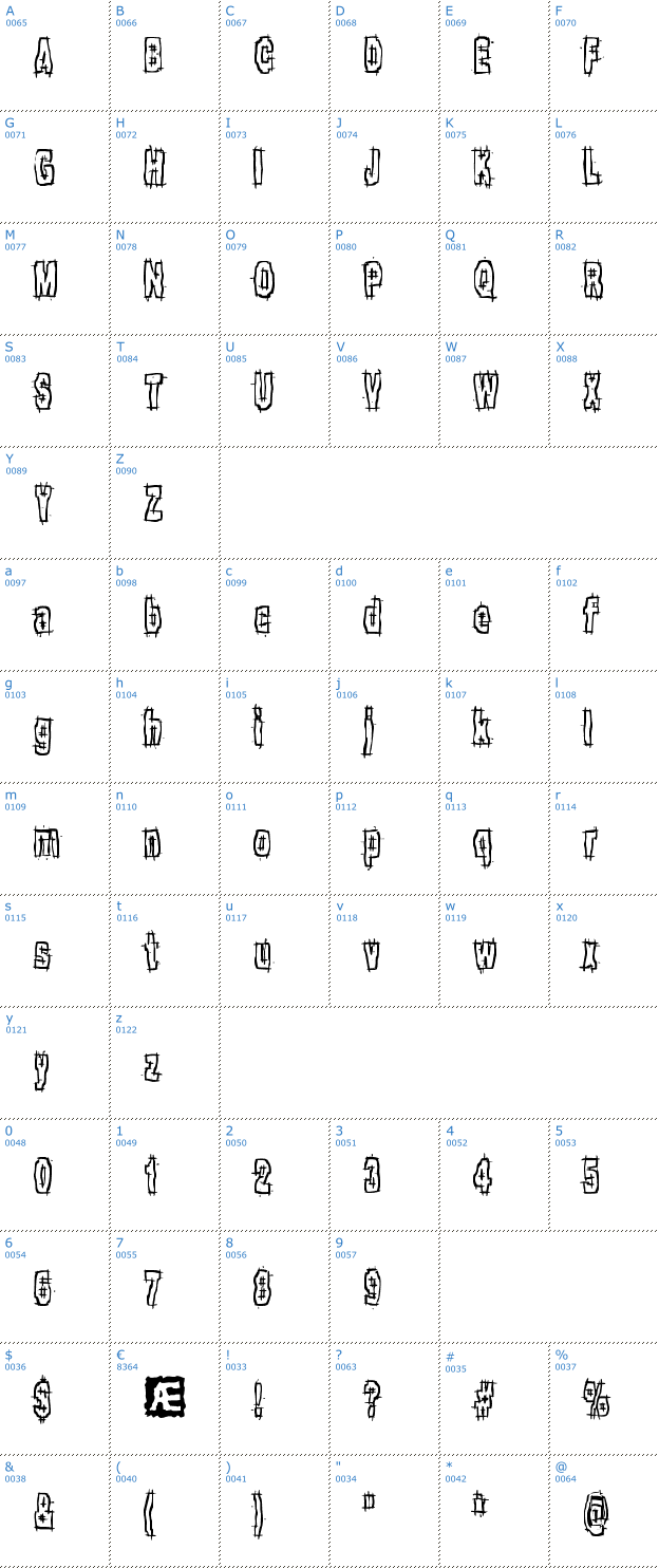 Schriftzeichen Hack & Slash BRK Font