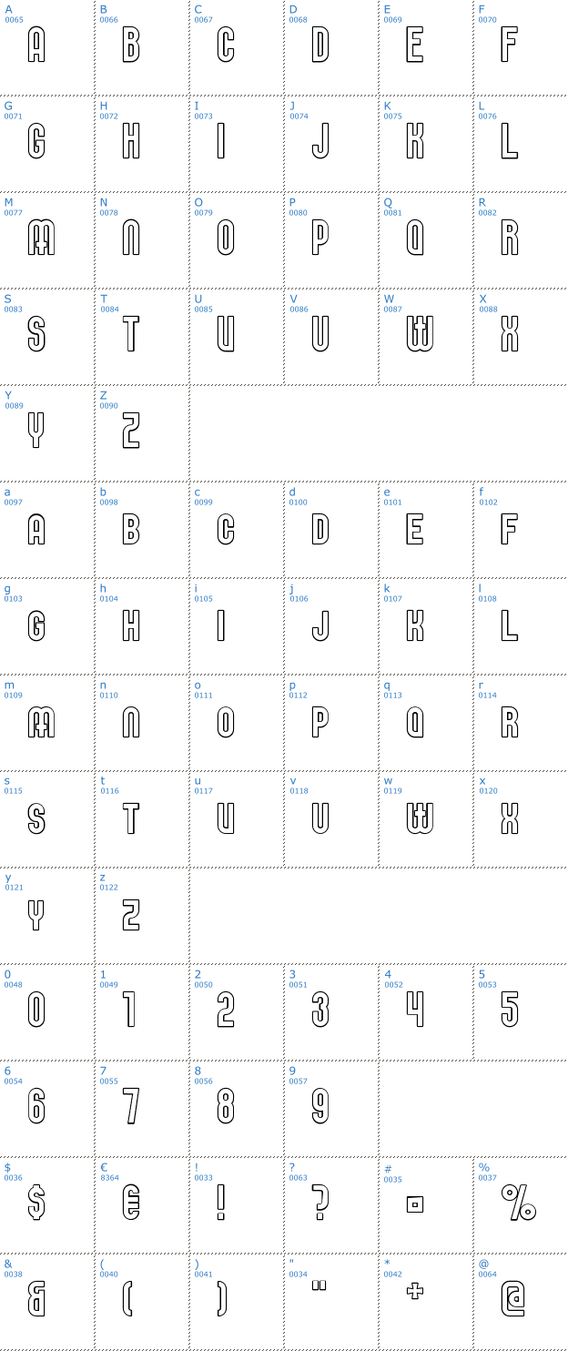 Schriftzeichen Elbaris Outline Font