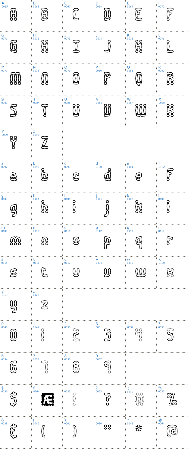 Schriftzeichen Amalgamate Outline BRK Font