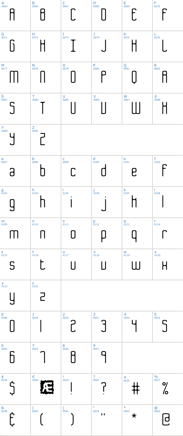 Schriftzeichen Bend 2 Squares BRK Font