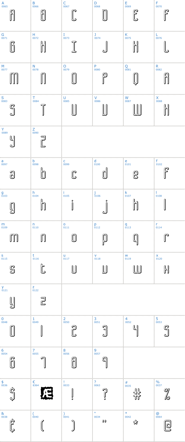 Schriftzeichen Bend 2 Squares Shadow BRK Font
