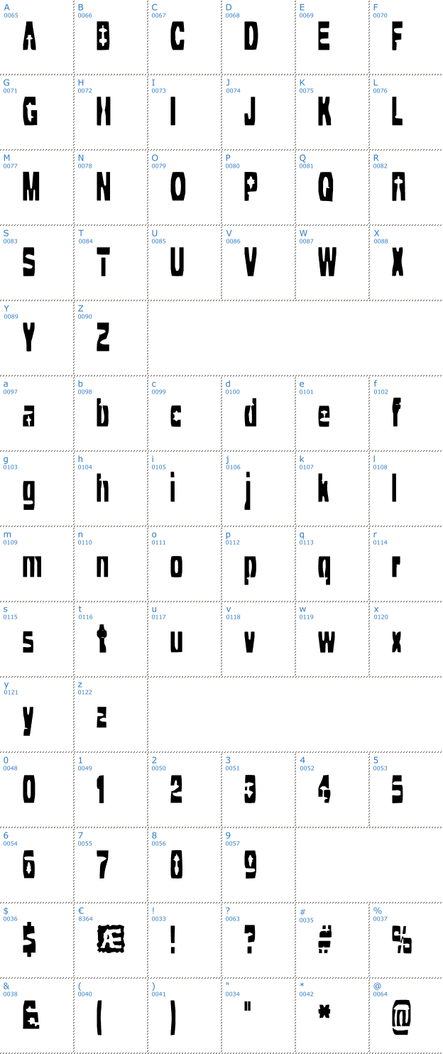 Schriftzeichen Cleaved BRK Font