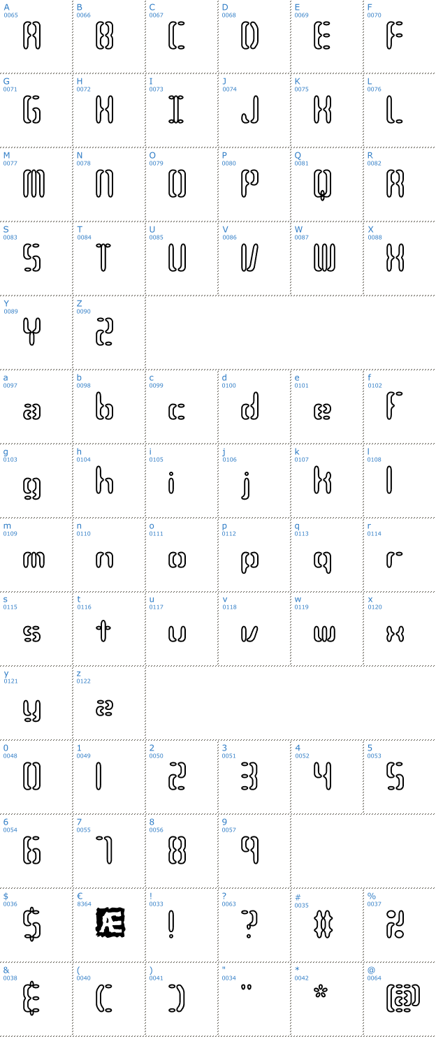 Schriftzeichen Compliant Confuse Outlined BRK Font