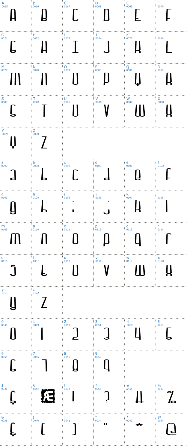 Schriftzeichen Dystorque BRK Font