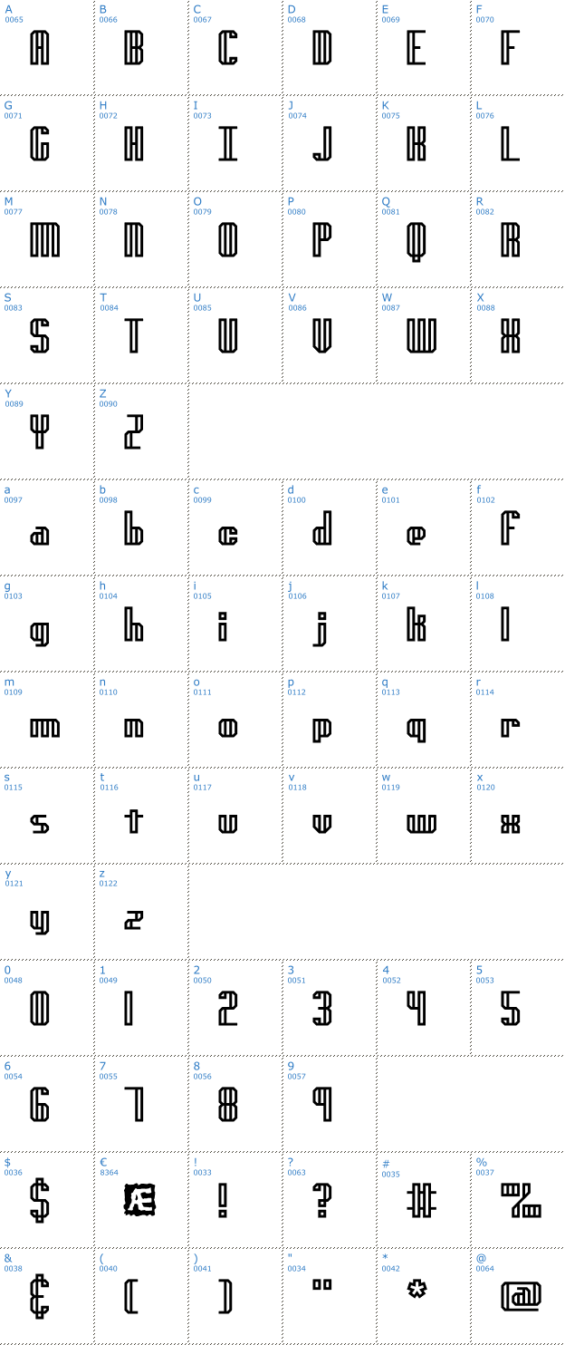 Schriftzeichen genotype H BRK Font