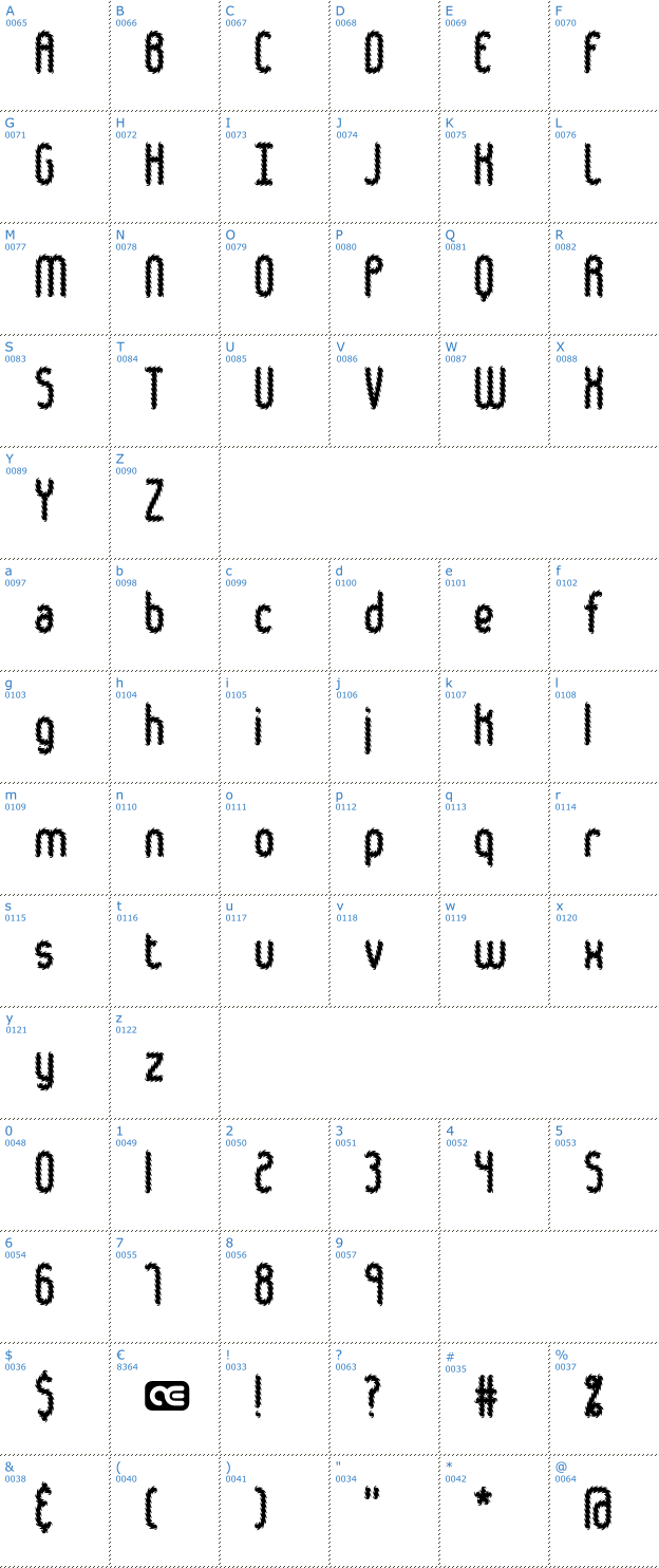 Schriftzeichen Hairball BRK Font