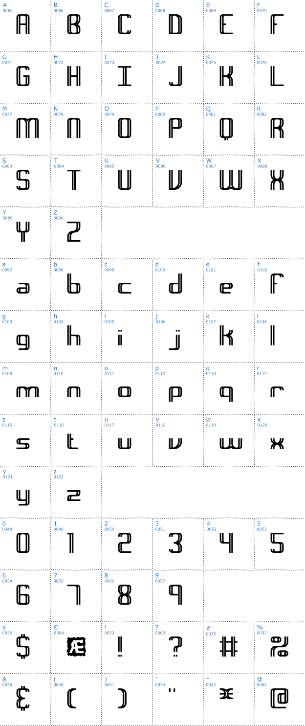 Schriftzeichen Intersect BRK Font