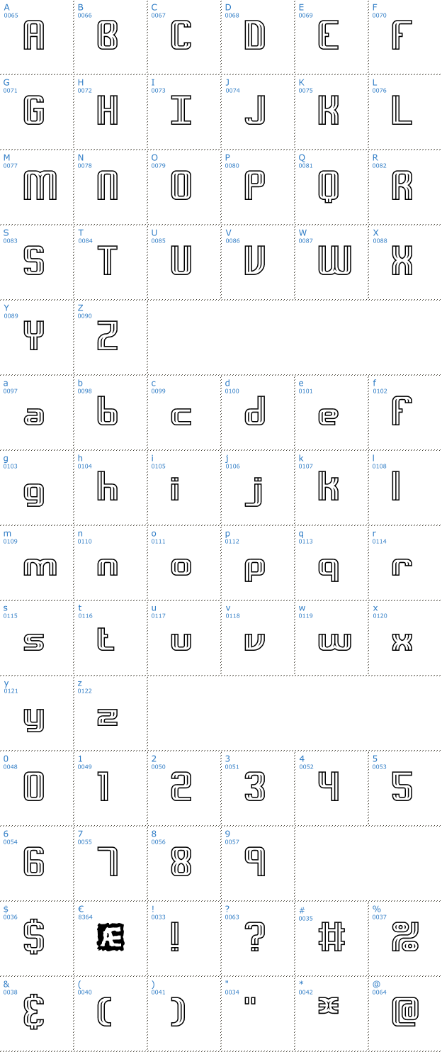 Schriftzeichen Intersect Outlined BRK Font