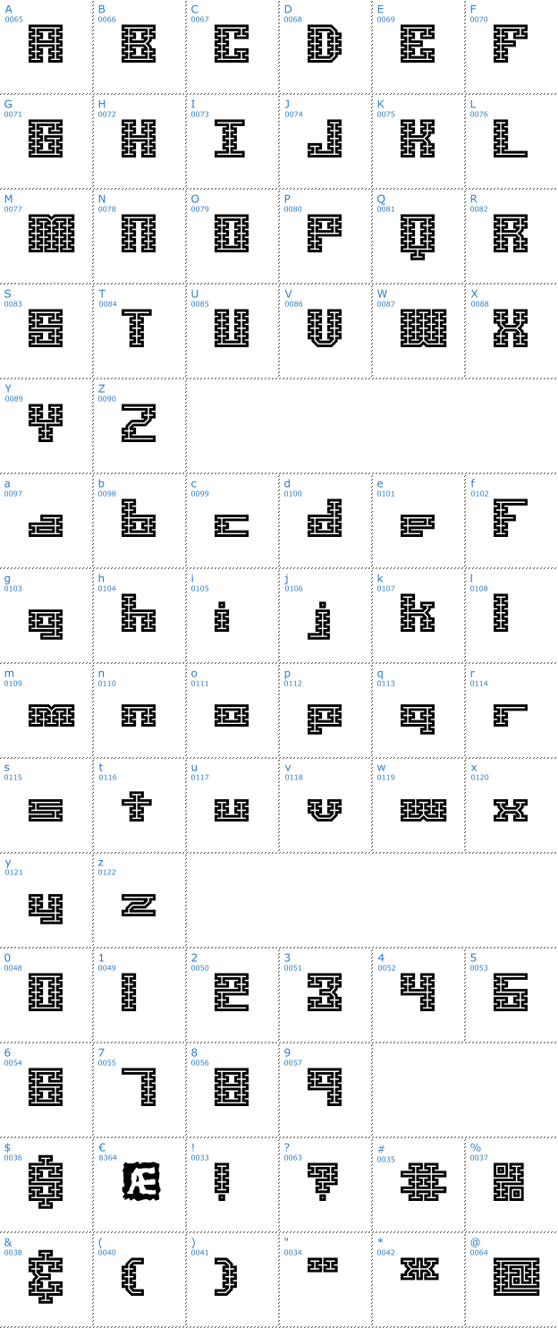Schriftzeichen Scalelines Maze BRK Font