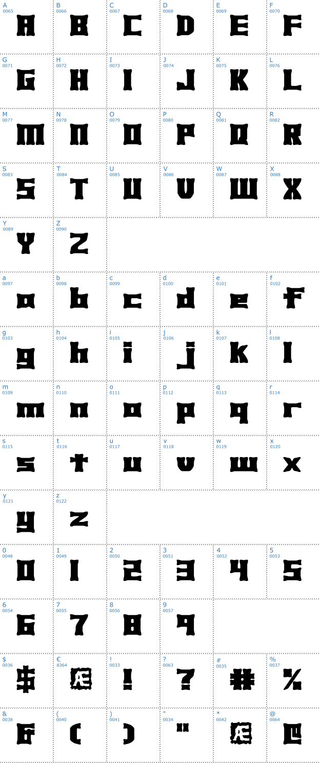 Schriftzeichen Xhume BRK Font