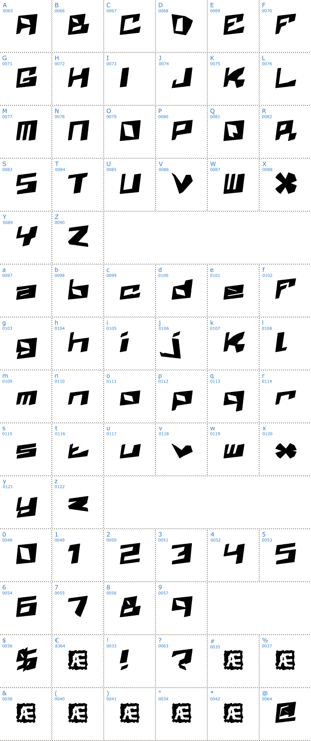 Schriftzeichen Zenith BRK Font