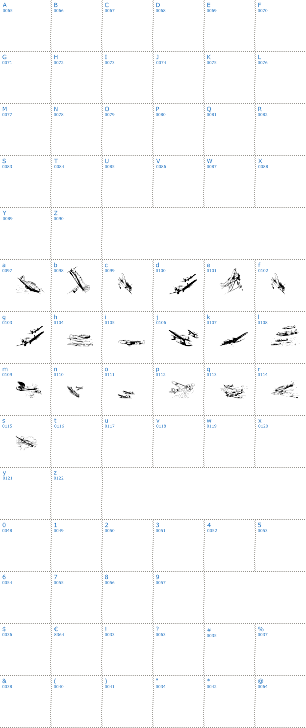 Schriftzeichen War II Wairplanes Font