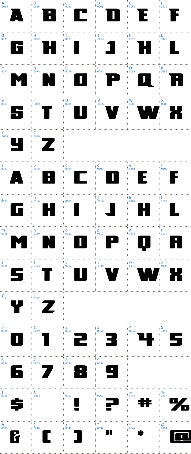 Schriftzeichen Broad Font