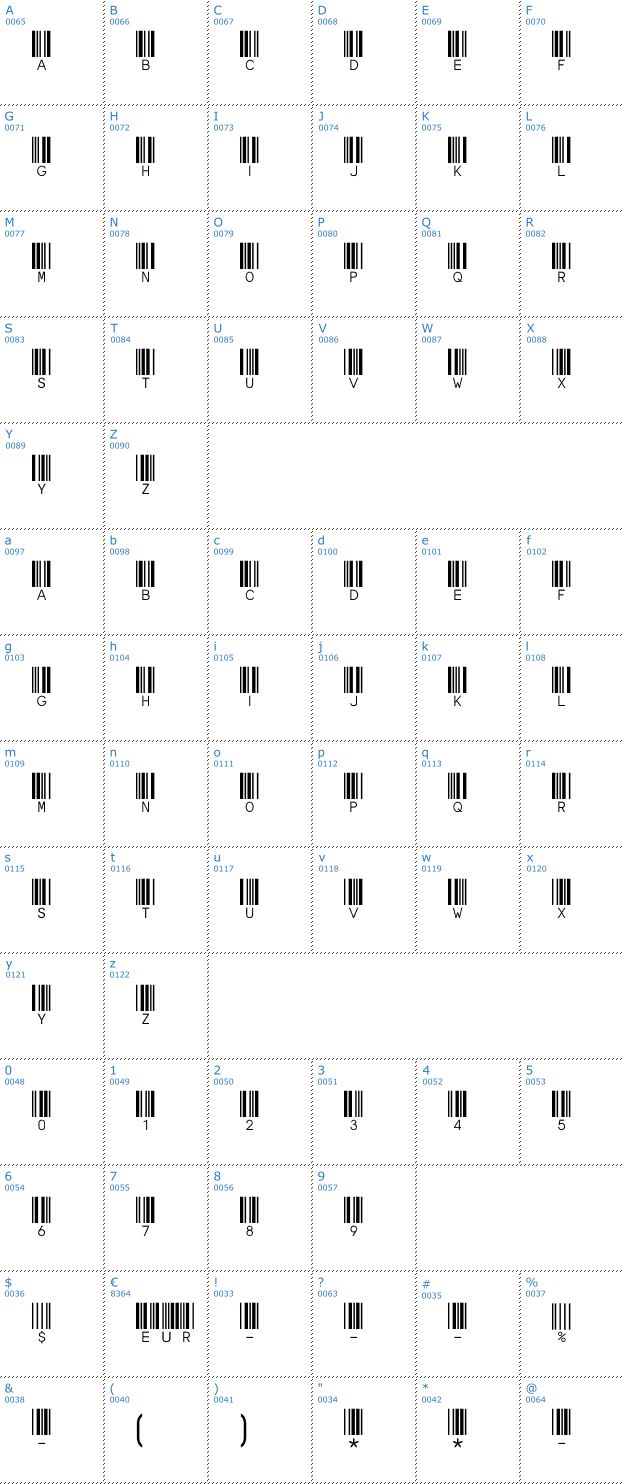 Schriftzeichen Bar-Code 39 lesbar Font