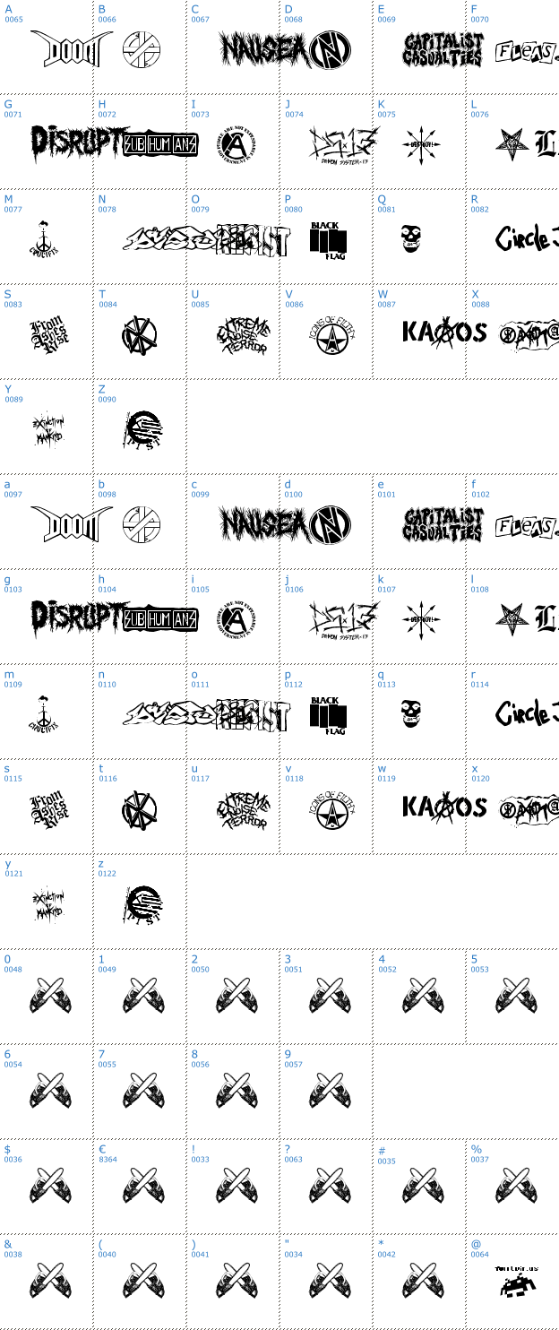 Schriftzeichen Punk Rawk Font