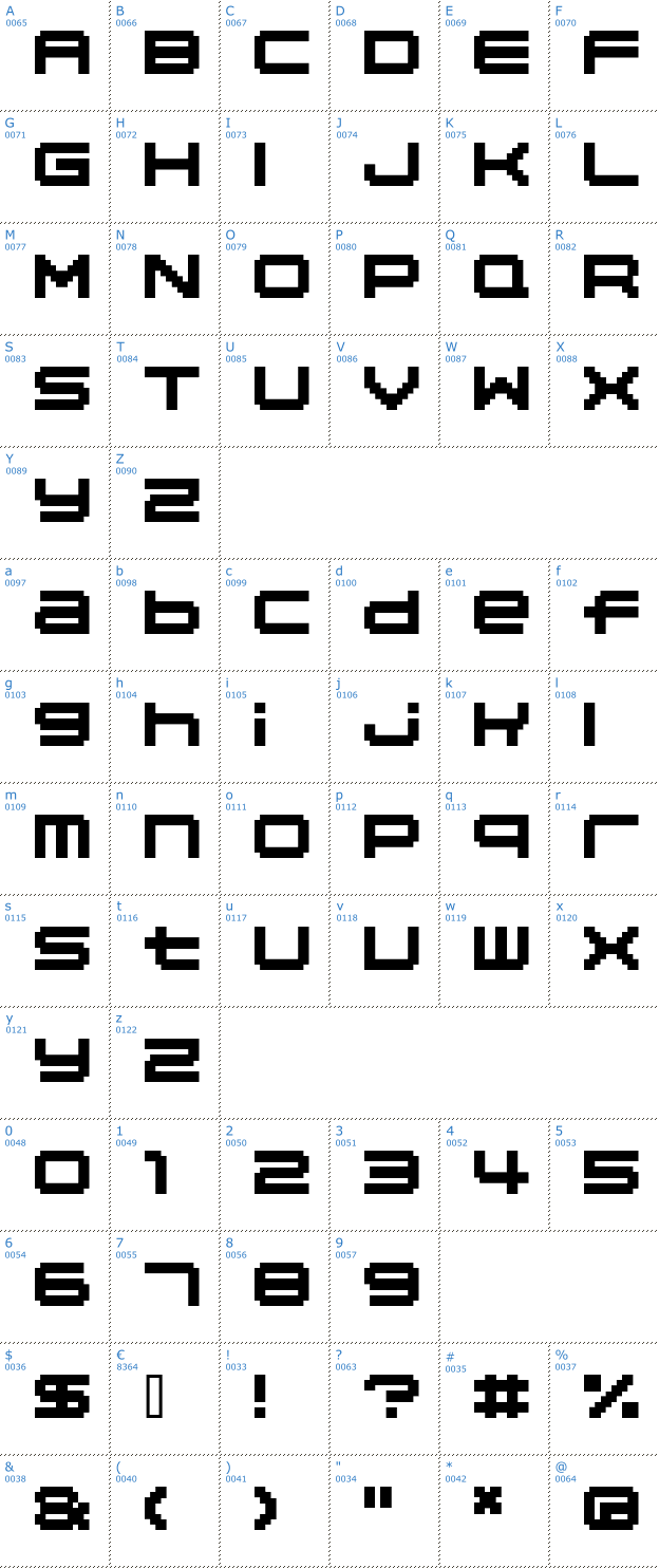 Schriftzeichen 04b_20 Font