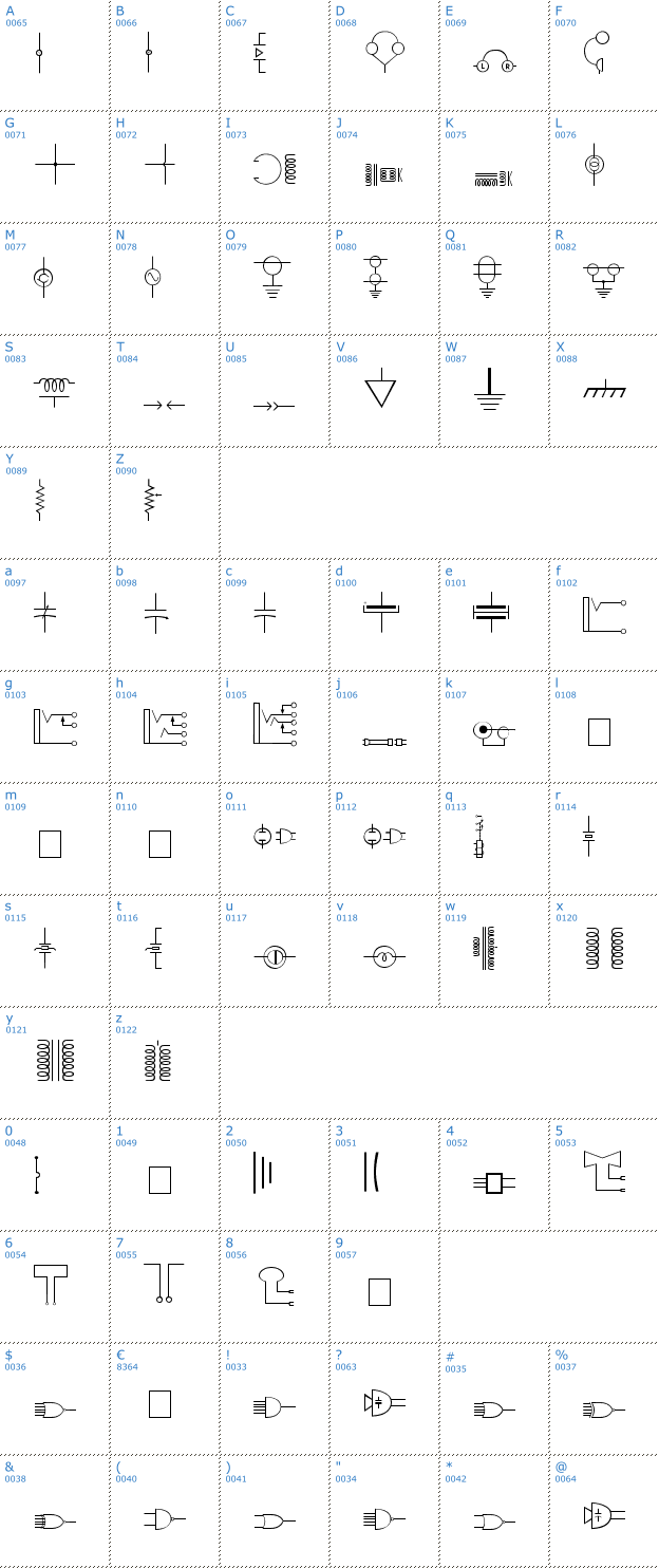 Schriftzeichen Carr Electronic Dingbats Font