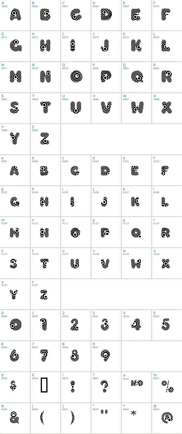 Schriftzeichen Hypmotizin Font
