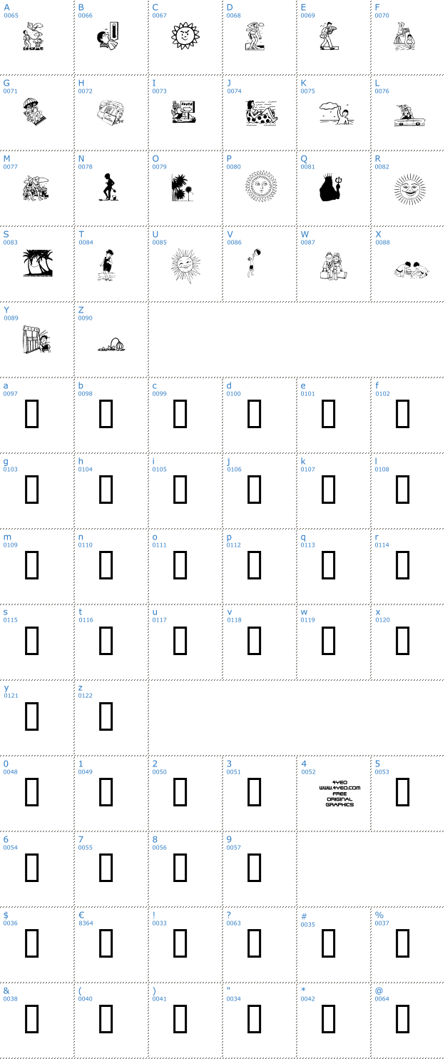 Schriftzeichen 4YeoSummer Font