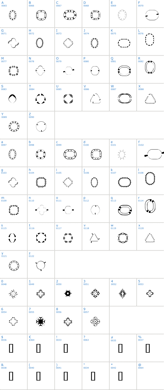 Schriftzeichen 4YEOFrames Font