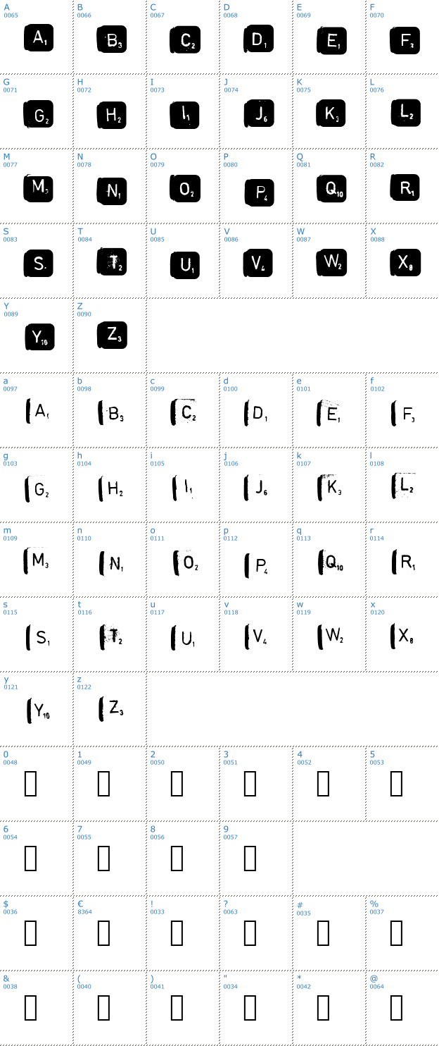 Schriftzeichen Scrabble Font